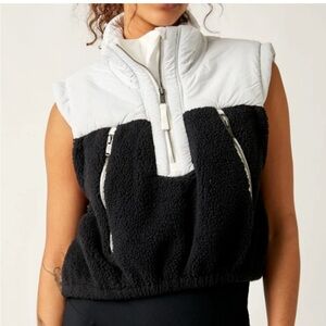 FP Movement Journey Ahead Vest In Ivory Combo Black New Fleece Free People